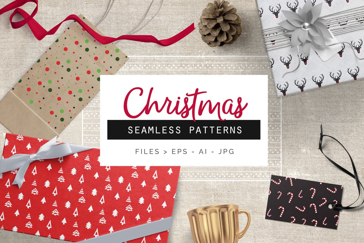 圣诞节节日氛围包装礼品纸张印花图案 Christmas Patterns插图