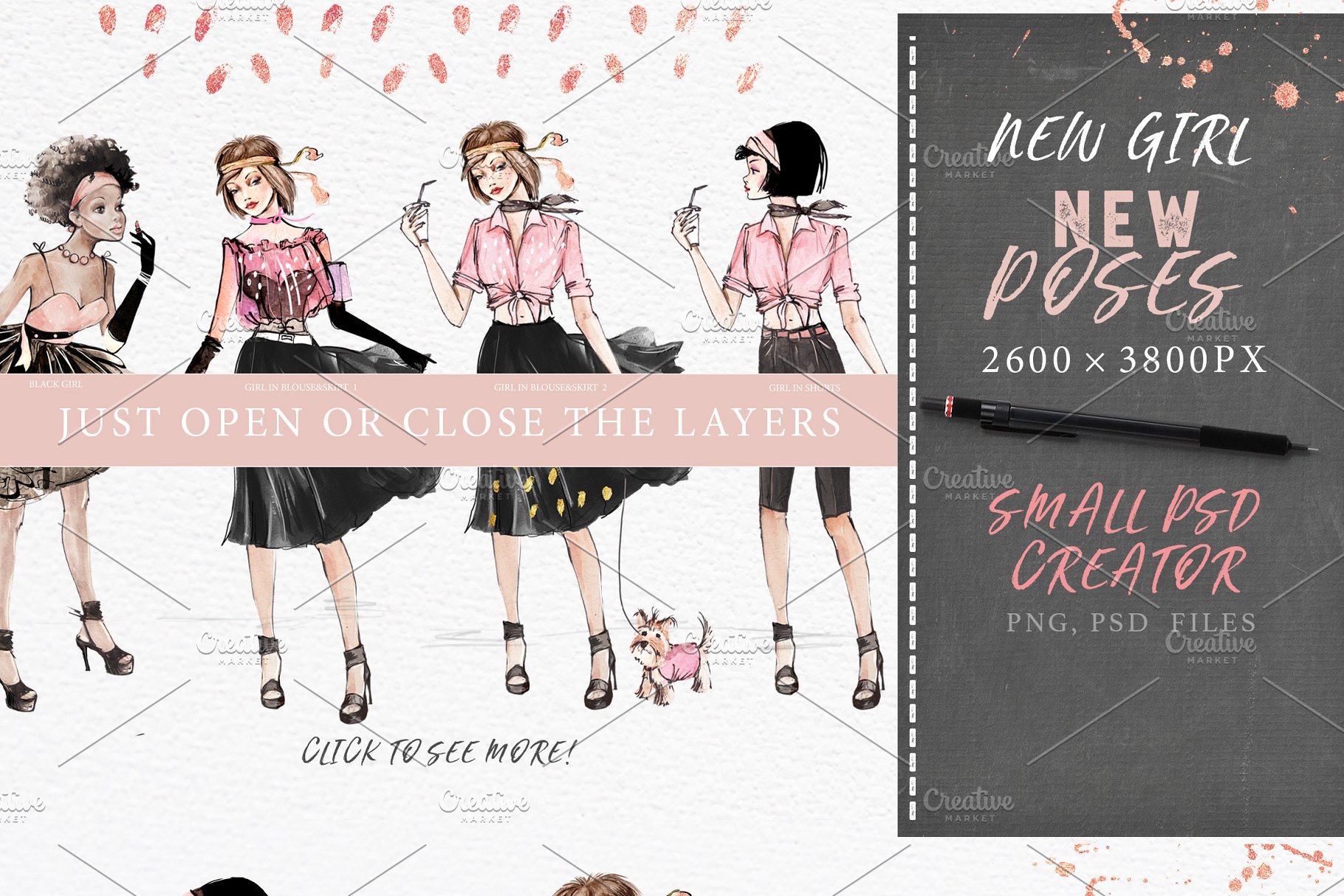 女性风格手绘设计元素合集 GIRLS AND PATTERNS插图(3)