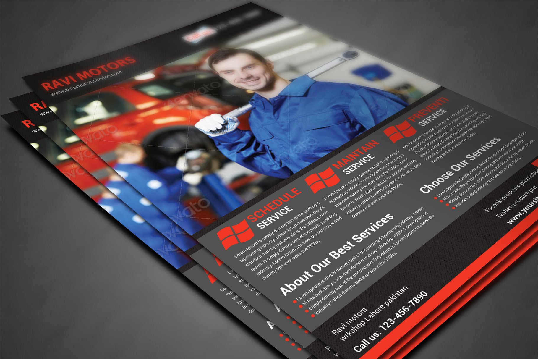 汽车维修4S店宣传传单模板 Auto Repair Flyer Template插图(2)