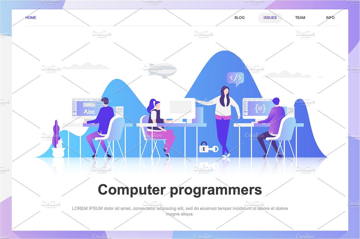 现代化平面设计理念Web仪表板登录页面模板 Landing Page Templates插图(15)