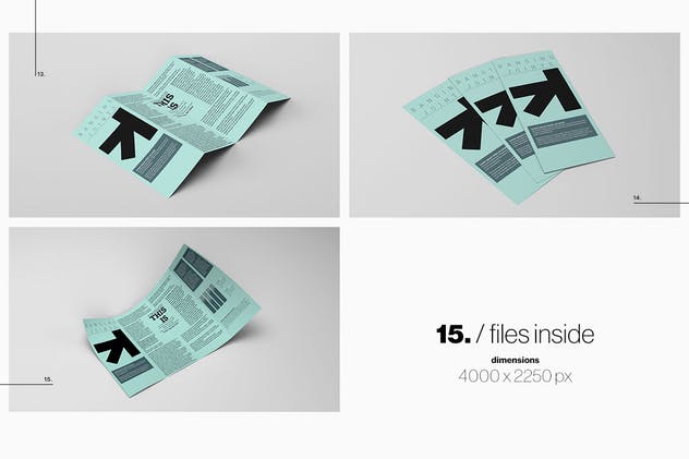 折页小册子传单样机模板 Gate Fold Roll Brochure Mockup插图(5)