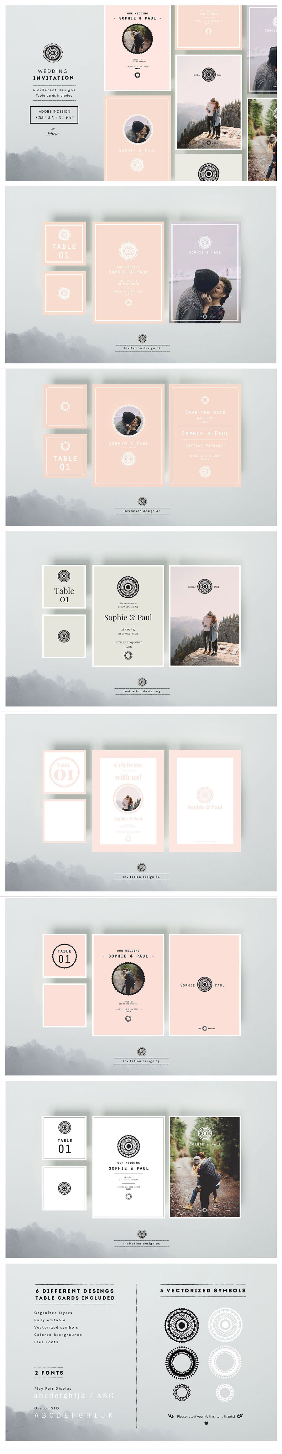 不一样的大气简约风格的婚礼邀请函模版下载[indd]插图