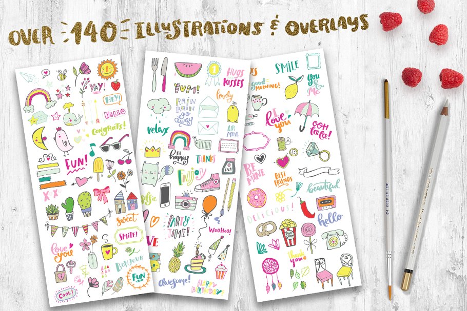 可爱的贴纸剪贴画合集 Funtastic Sticker Clipart Collection插图(1)