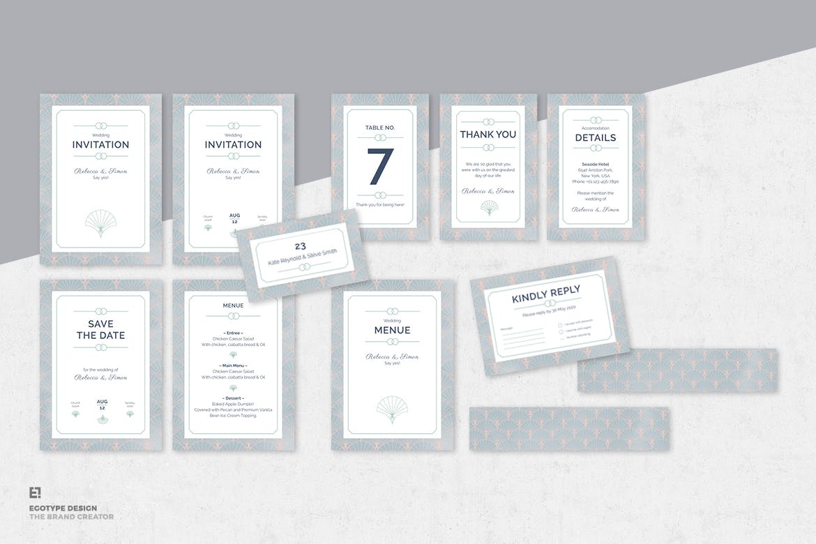 淡雅风格装饰边框婚礼邀请设计素材包 Wedding Invitation插图(8)