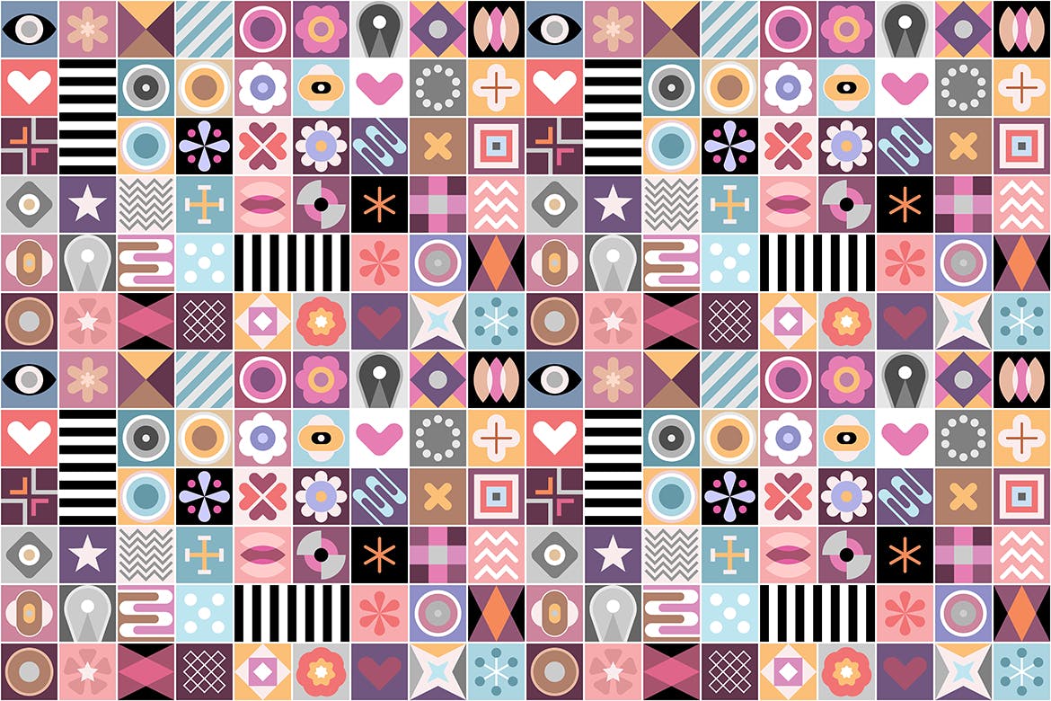 抽象几何图案无缝矢量背景素材 Abstract Geometric Patterns插图