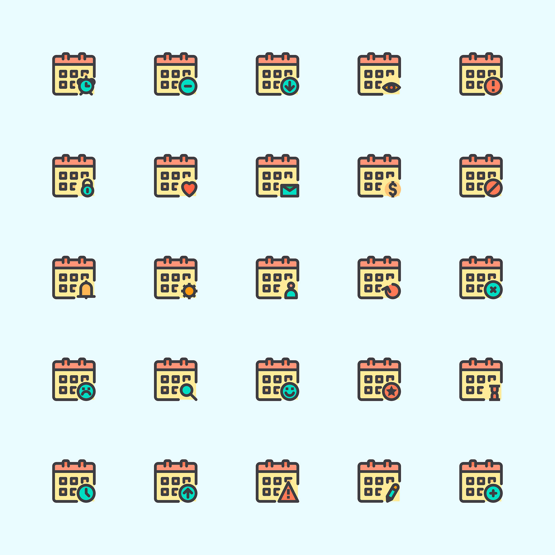 25 枚日历类型图标