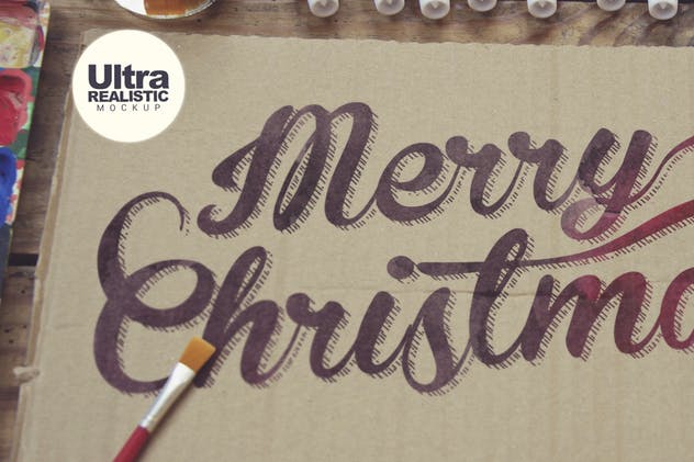 水彩插画创作画室场景牛皮纸样机模板 Paperboard Paint Scene插图(3)