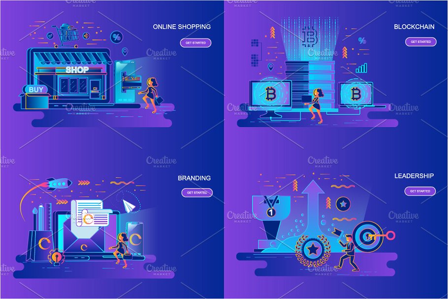 渐变扁平化概念矢量插图 Gradient Flat Design Concepts插图(1)