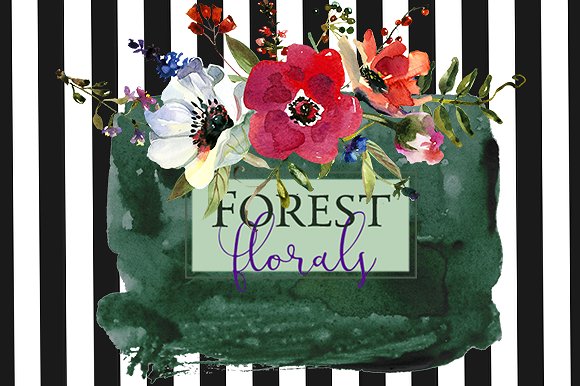 粉色紫罗兰色水彩花卉素材集 Watercolor Pink Purple Florals Set插图(17)