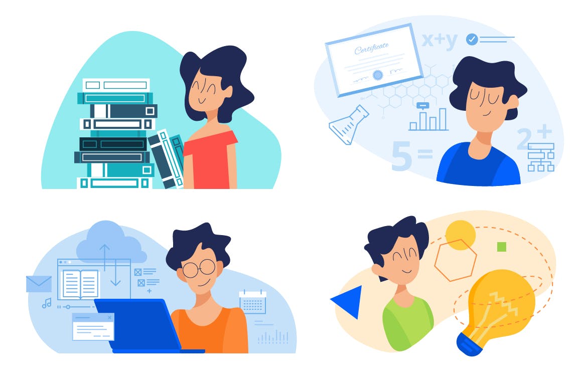 教育培训主题矢量概念插画 Set of education concepts插图