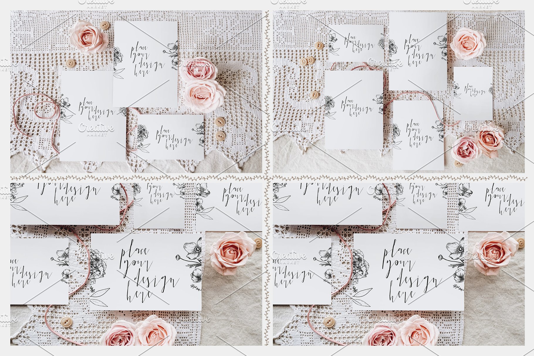 特色文艺范邀请卡样机 Sweet & Rustic Invitation Mockup插图(5)