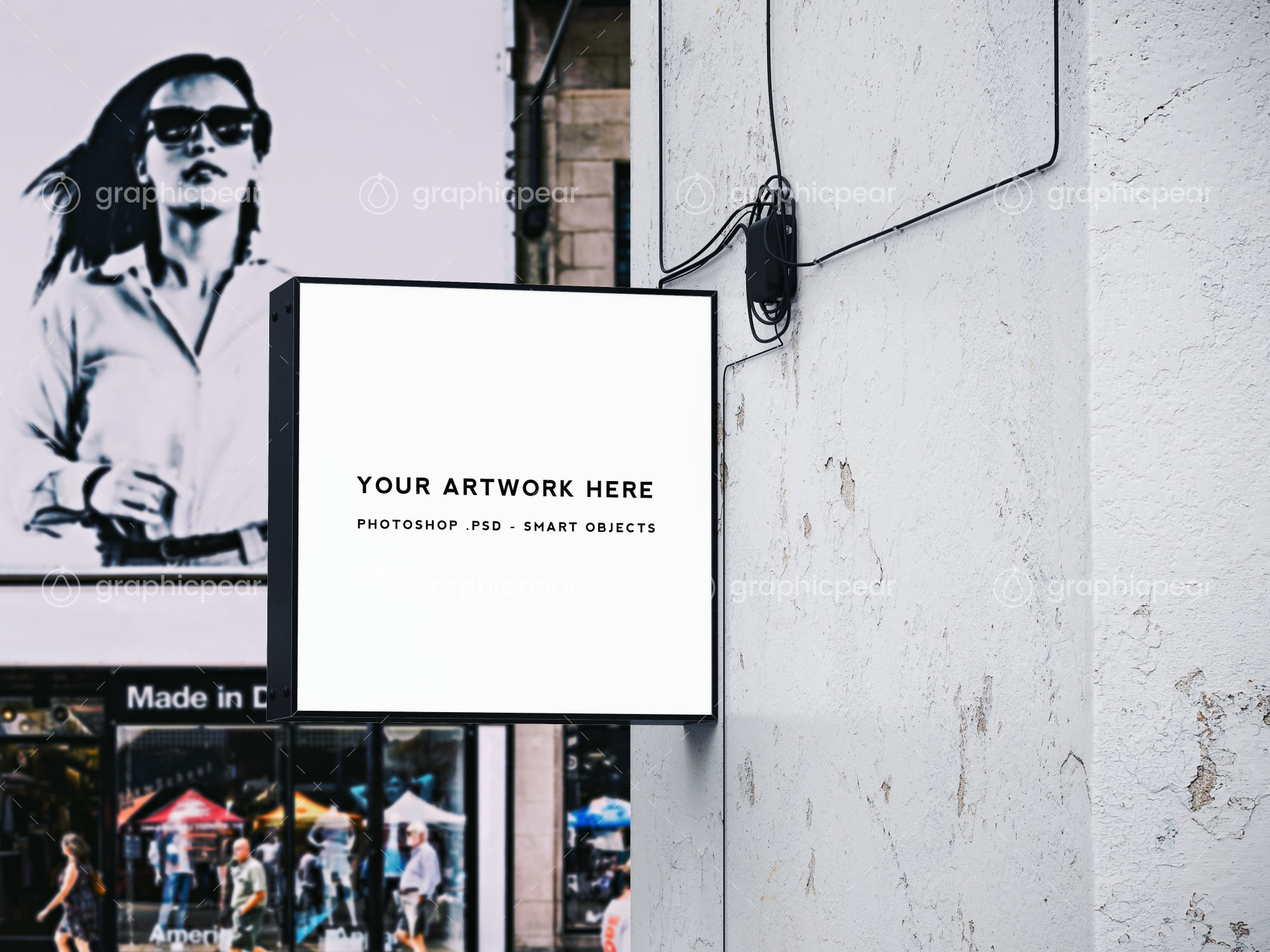 方形商店标志广告灯箱样机插图(5)