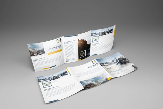 方形三折页宣传册机 Square Trifold Brochure Mockups插图(6)