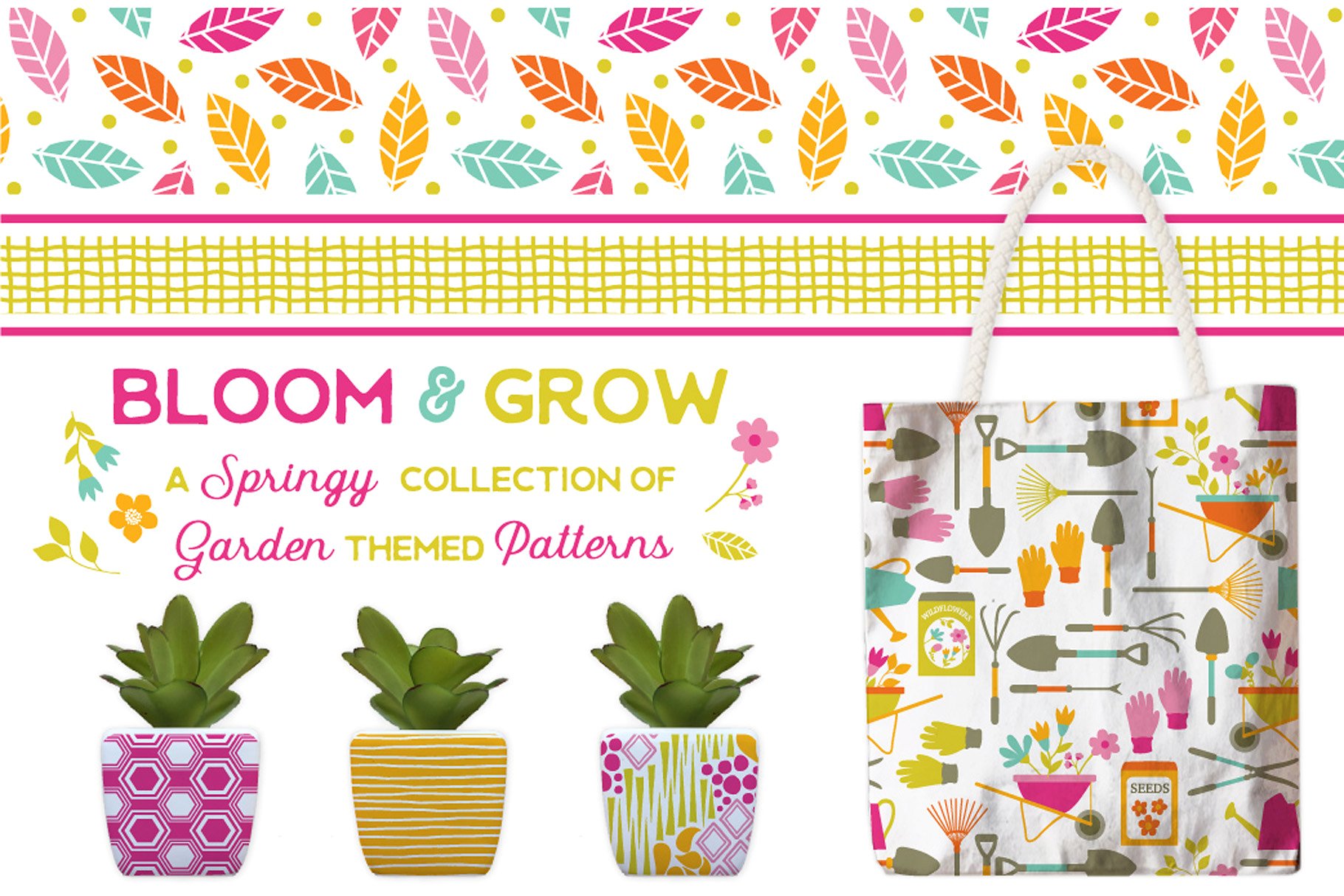 现代花园植物图案纹理 Fresh Modern Garden Patterns插图