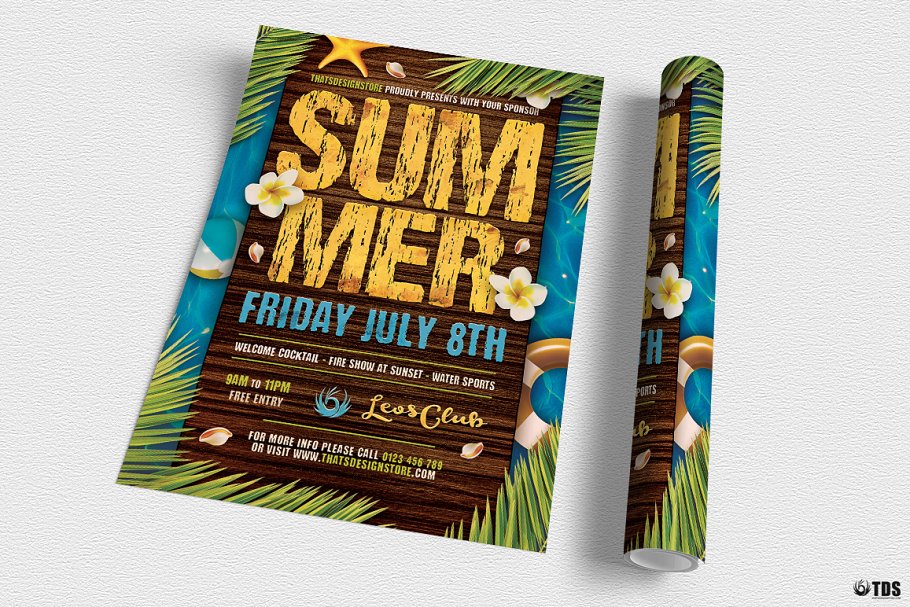 夏季热带主题聚会活动宣传单PSD模板V3 Summertime Flyer PSD V3插图(2)