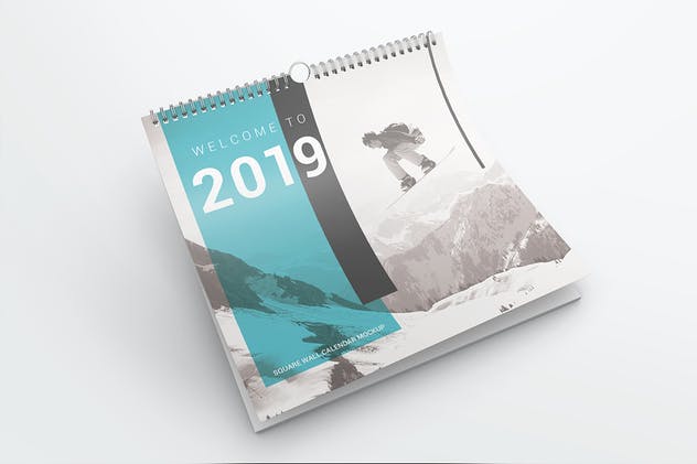 方形挂墙活页日历样机模板 Square Wall Calendar Mockups插图(5)