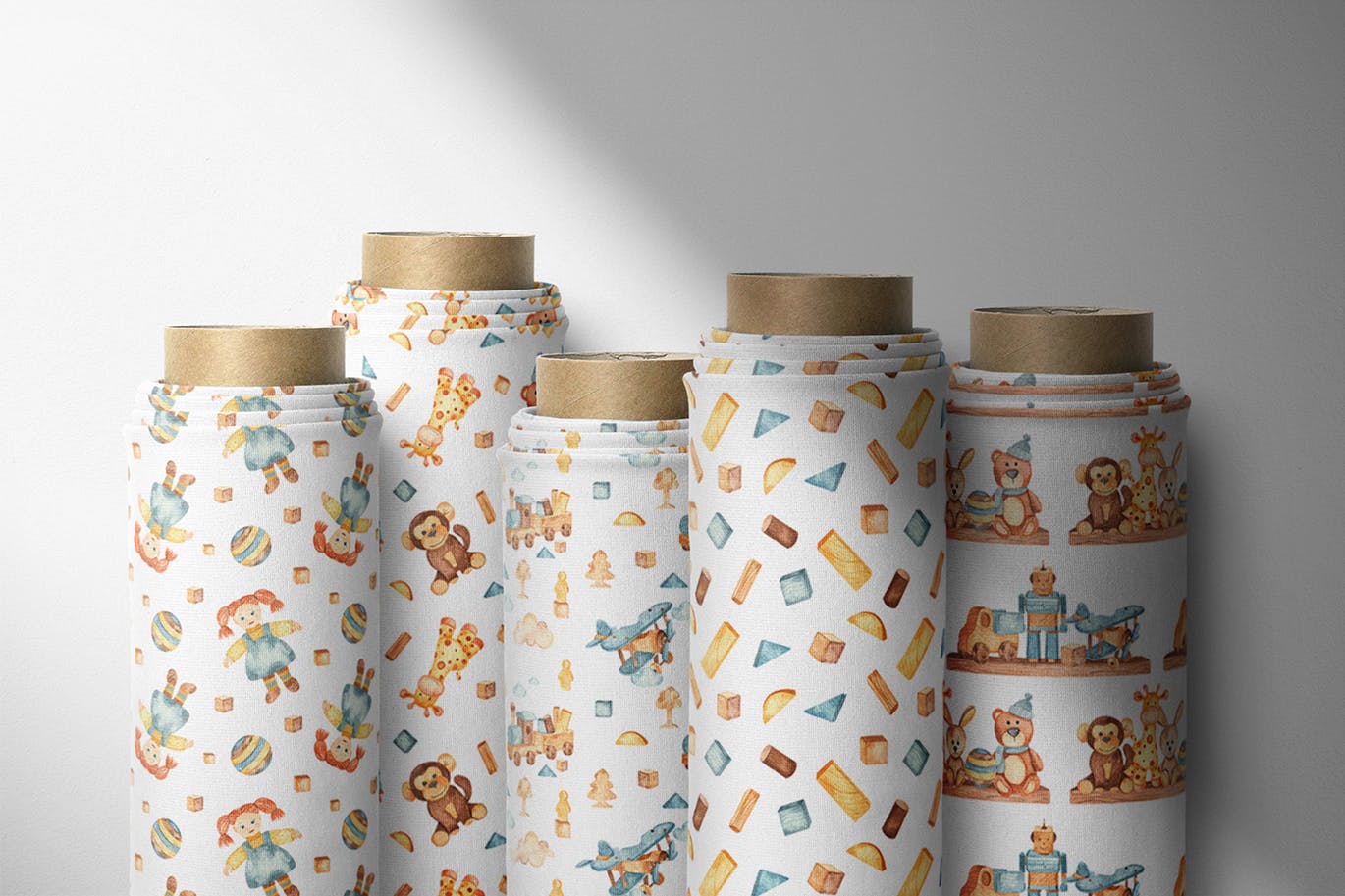 儿童玩具水彩画剪贴画/卡片/图案素材包 Watercolor kids toys. Clipart, cards, patterns插图(4)