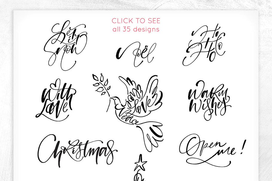 圣诞节主题装饰字母＆剪贴画 Chic Christmas Lettering & Clipart插图(1)