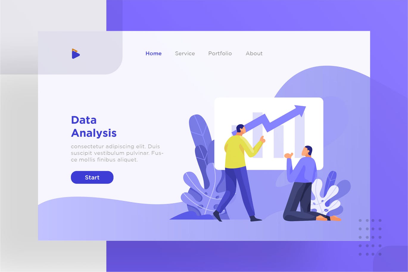 数据分析主题网站设计矢量插画设计素材 Data analysis illustration for website插图