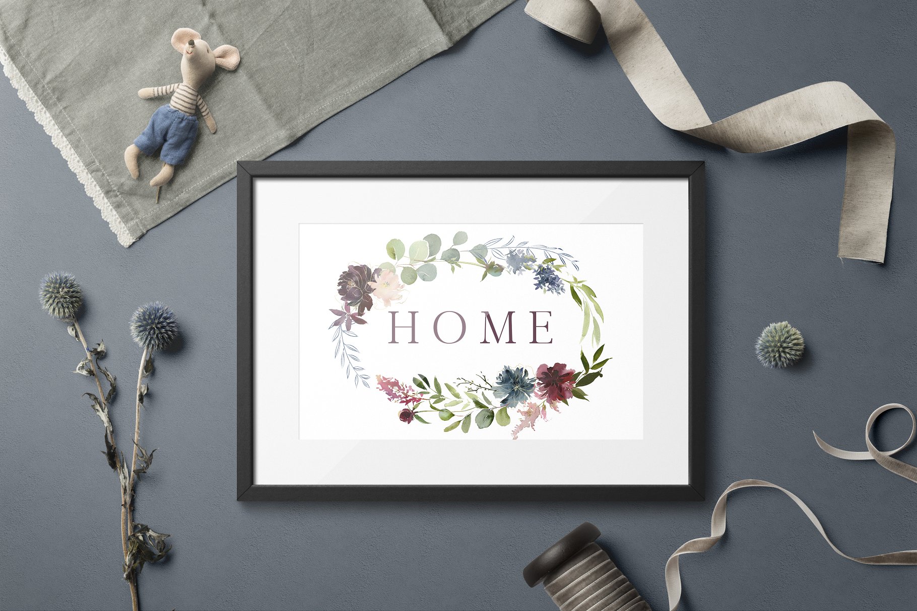 极力推荐：色彩丰富水彩花卉素材包 Wish Bordo Blue Watercolor Flowers [2.05GB]插图(6)