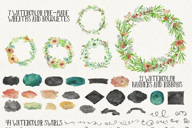 春季设计素材大合集[字体包/水彩插画素材] Spring Celebration插图(6)