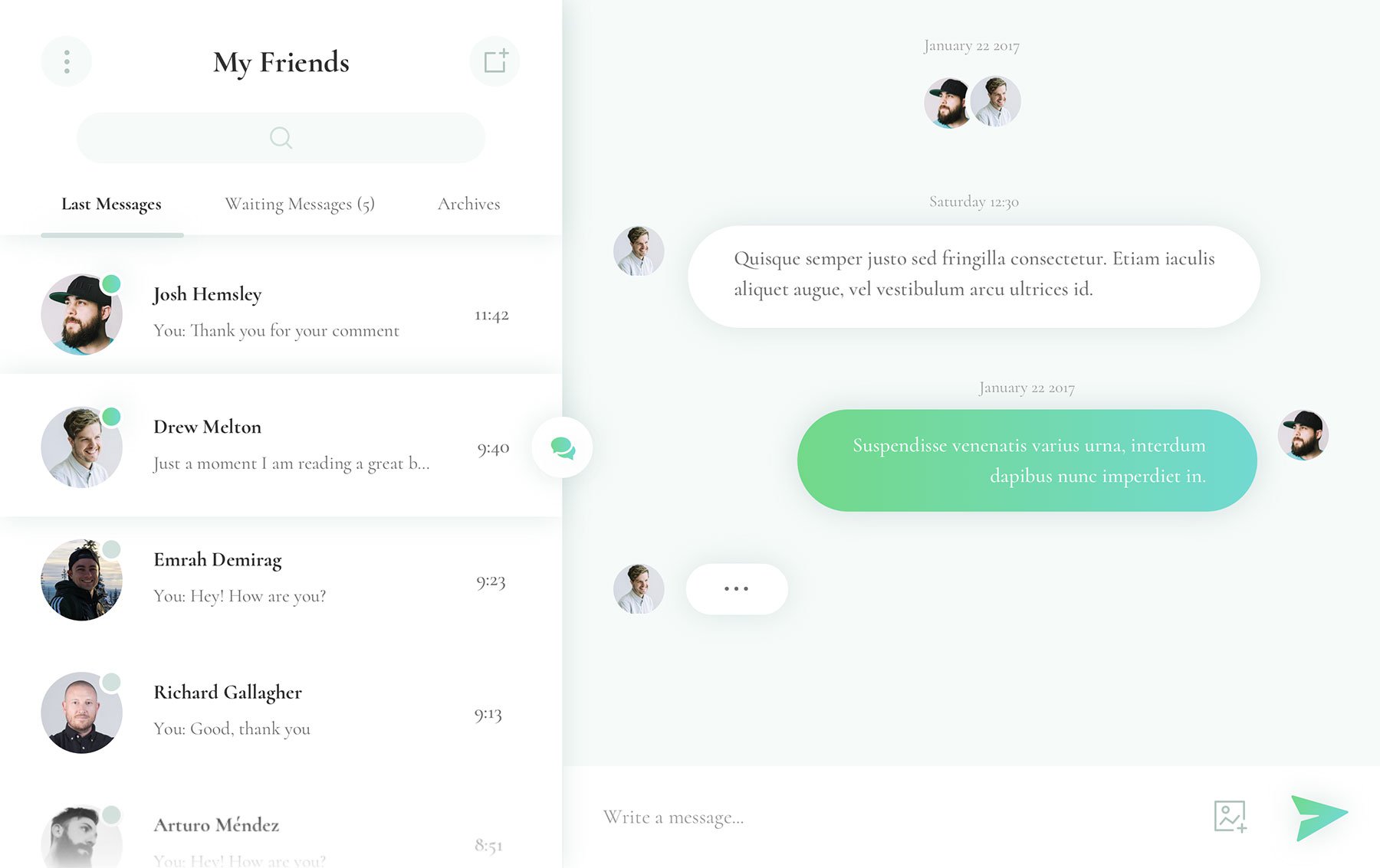 清新会话小部件界面