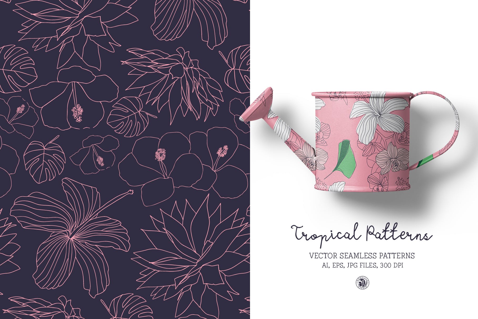 热带植物手绘图案纹样背景素材 Tropical Patterns插图(2)