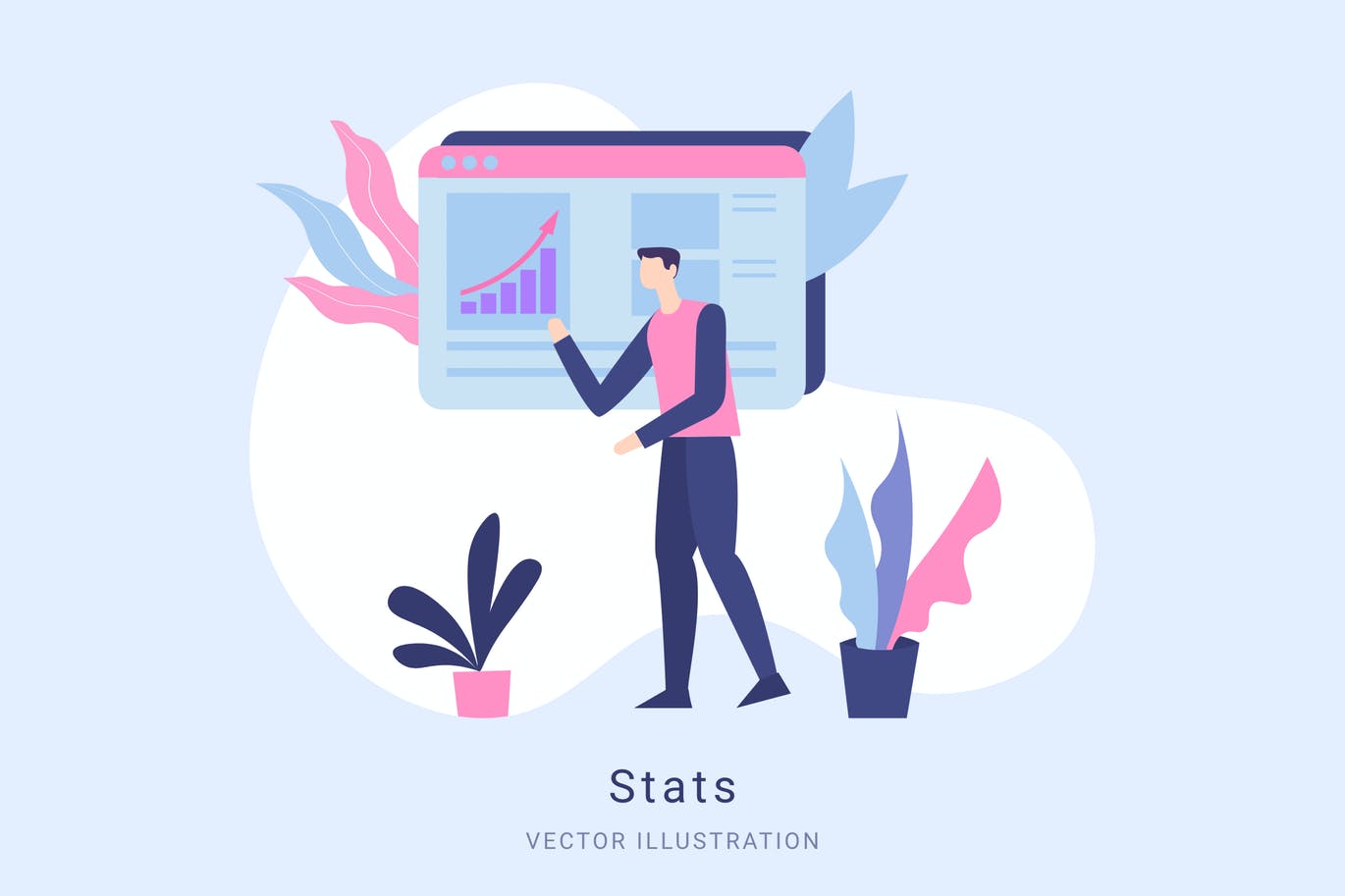 数据统计矢量素材库精选概念插画设计素材 Stats Vector Illustration Scene插图