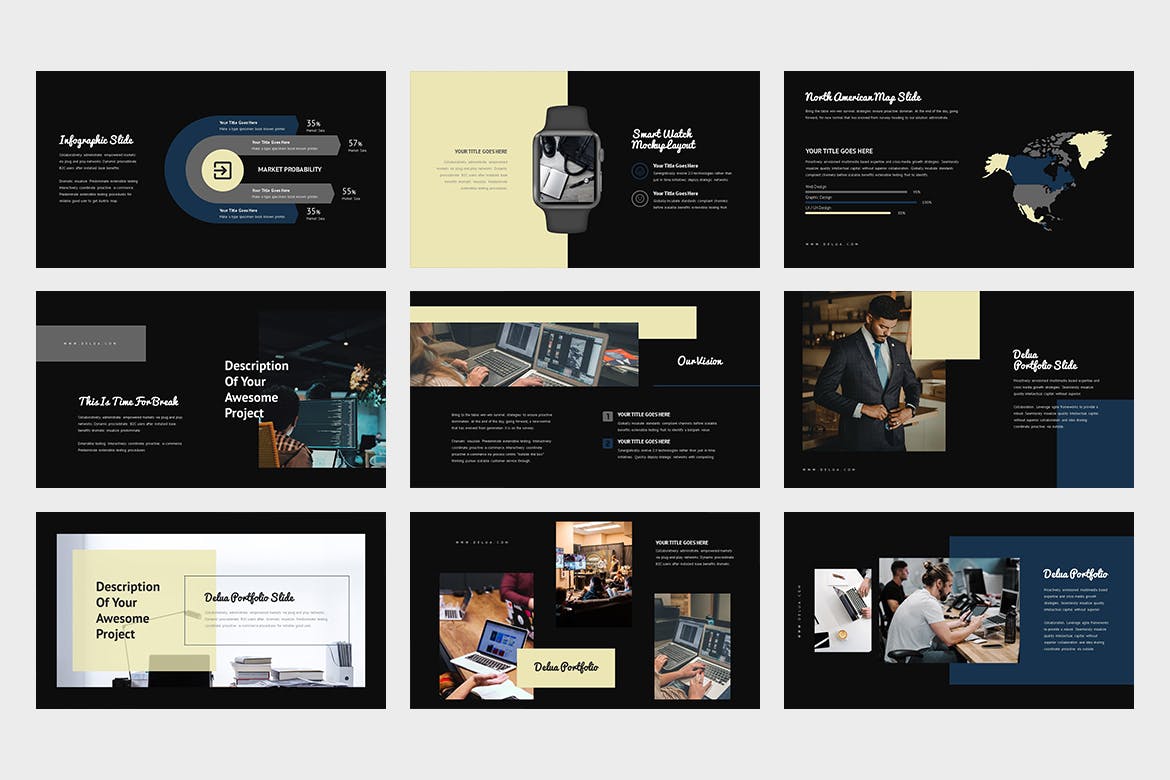 IT科技项目启动主题素材库精选PPT模板 Delua : Tech Startup Powerpoint插图(8)
