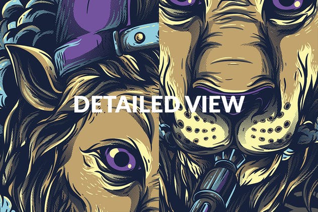 嬉皮狮子手绘T恤印花设计 Youth Lion插图(3)