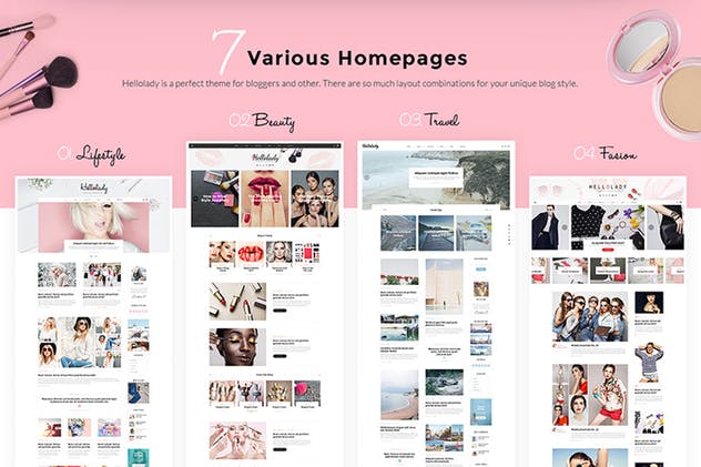 女性时尚主题博客网站PSD模板 HelloLady Woman Blog PSD Template插图(4)