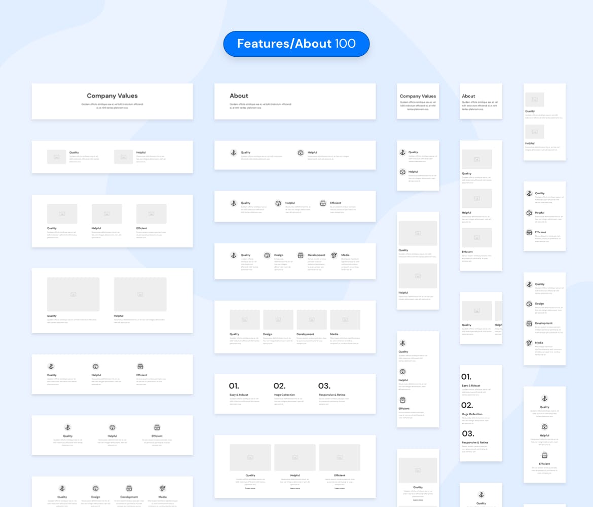 300+APP&Web区块UI线框图设计模板 Desktop & Mobile Wireframe Web UI Kit插图(7)
