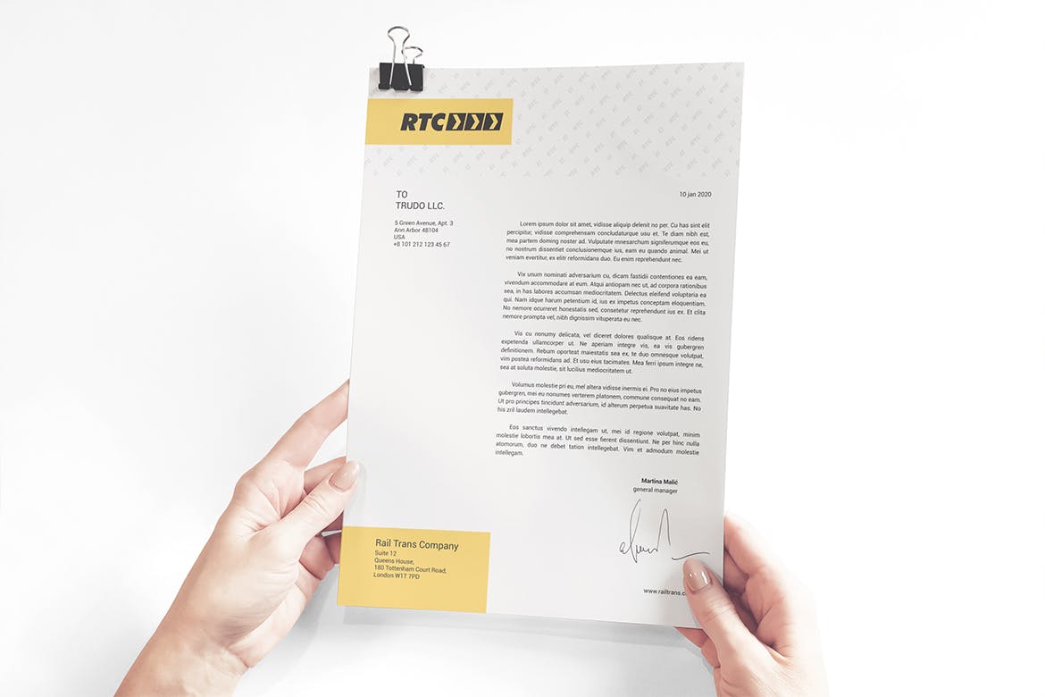 A4纸张/商业信函/信头印刷图素材库精选模板 A4 Paper / Business Letter / Letterhead Mockup插图(1)