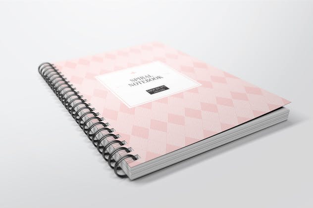 A5规格活页记事本样机 A5 Spiral Notebook Mockups插图(2)