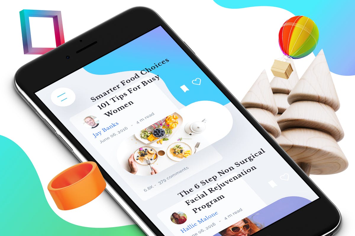 博客主题APP应用界面模板 Blog 7 Mobile Ui插图