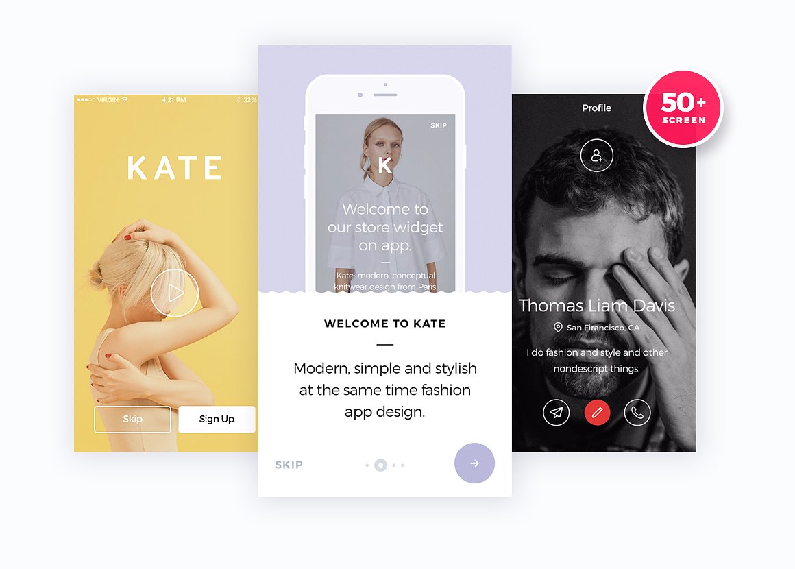 Behance&Dribbble 注册认证设计师出品：KATE Mobile UI / UX Kit 设计套件 [Sketch&PSD]插图(4)