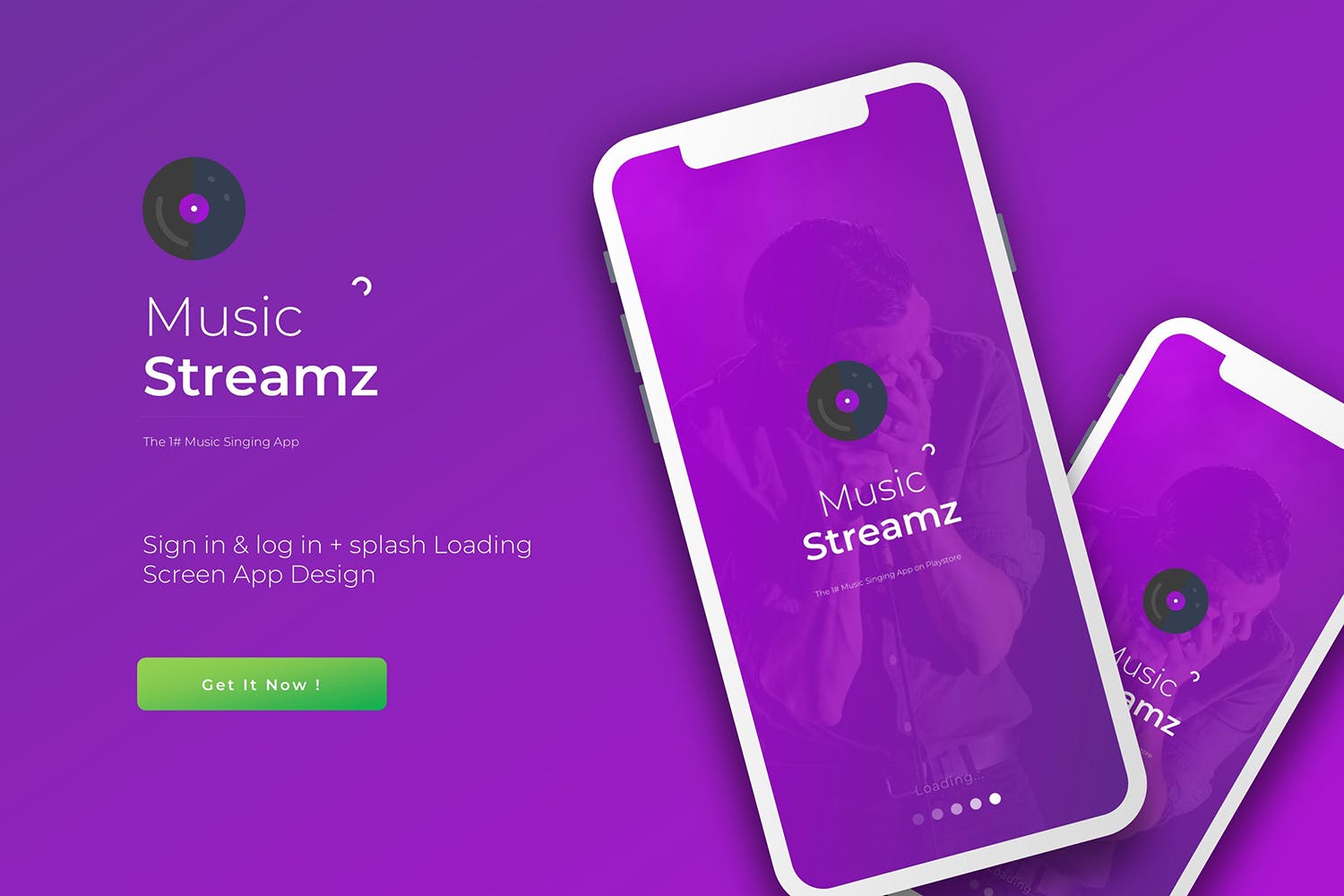 APP注册登录＆加载界面设计素材库精选模板 Login & Signup Streamz | App Template插图(1)