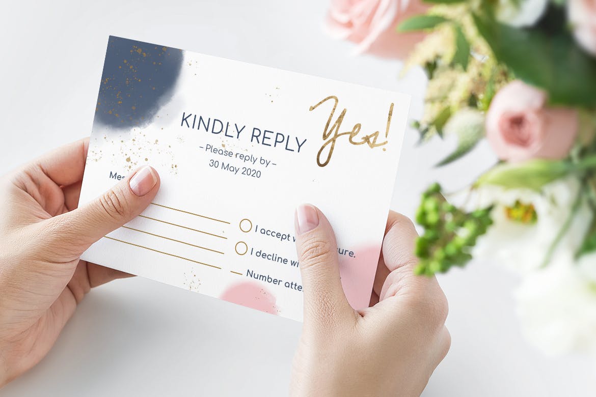 淡水彩艺术婚礼邀请设计素材包v1 Wedding Invitation Set插图(11)