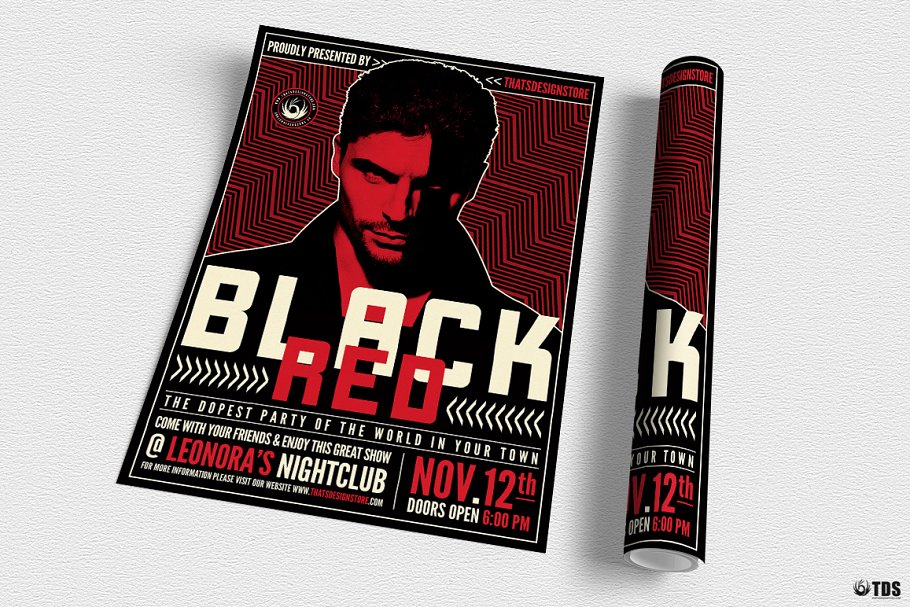 红黑配色人物海报设计模板 Black and Red Flyer PSD V3插图(2)