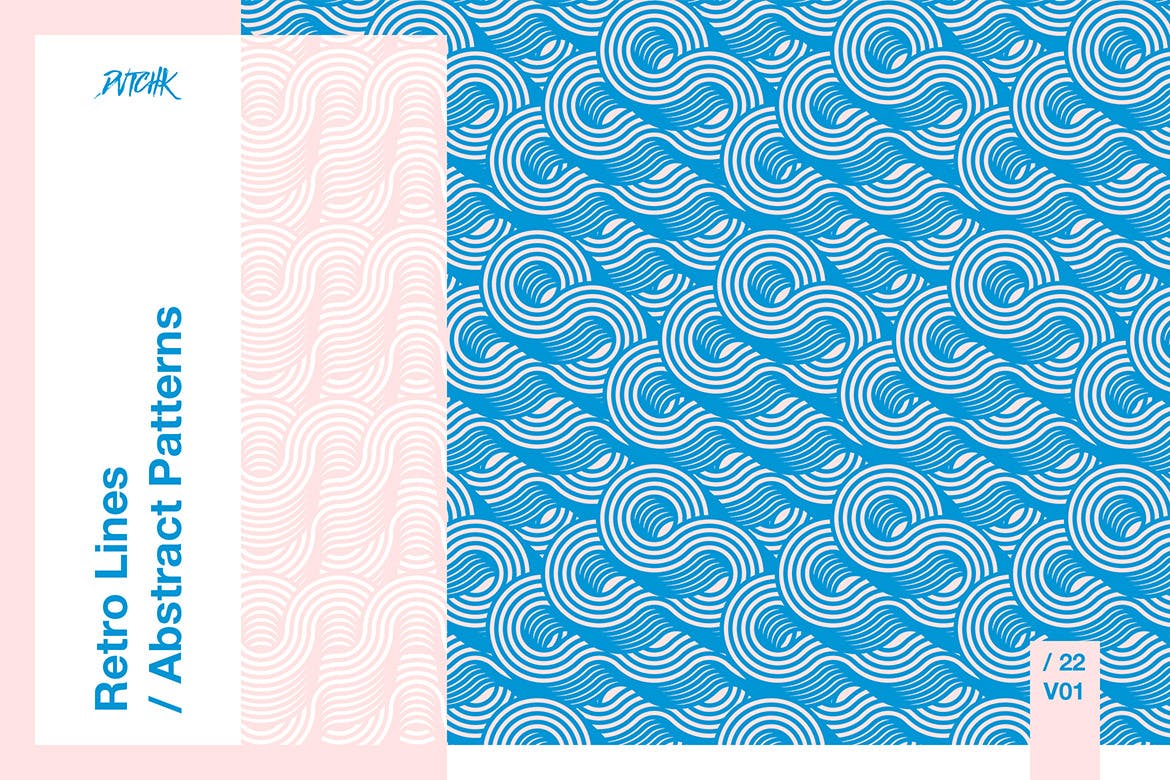 复古线条/抽象图案/波纹矢量背景素材v01 Retro Lines / Abstract Patterns / V01插图(3)