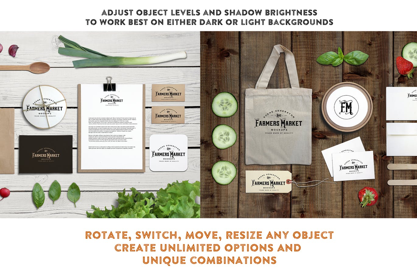 农民市场健康绿色有机食品场景VI样机展示模型mockups插图(2)