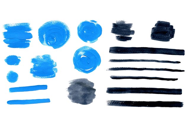 明亮鲜艳水彩斑点设计元素 Set of Bright Watercolor Blots插图(2)