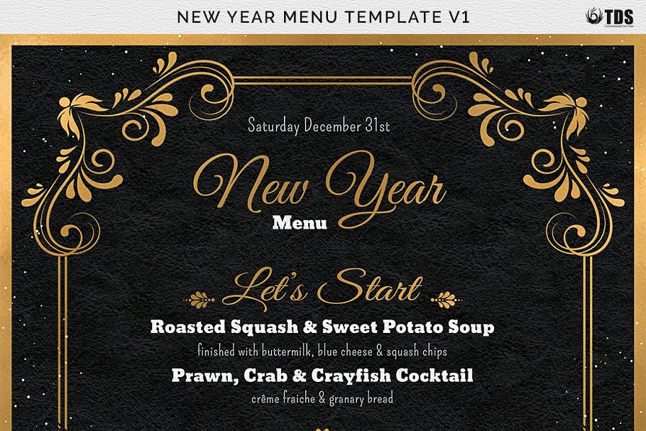 新年主题传单+新年宴会菜单模板 New Year Menu PSD V1插图(13)