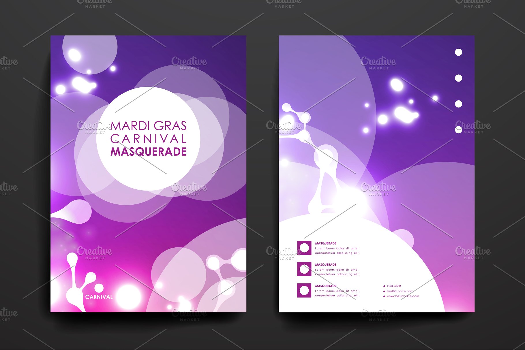 狂欢节主题活动小册子模板 Mardi Gras Brochures插图(4)