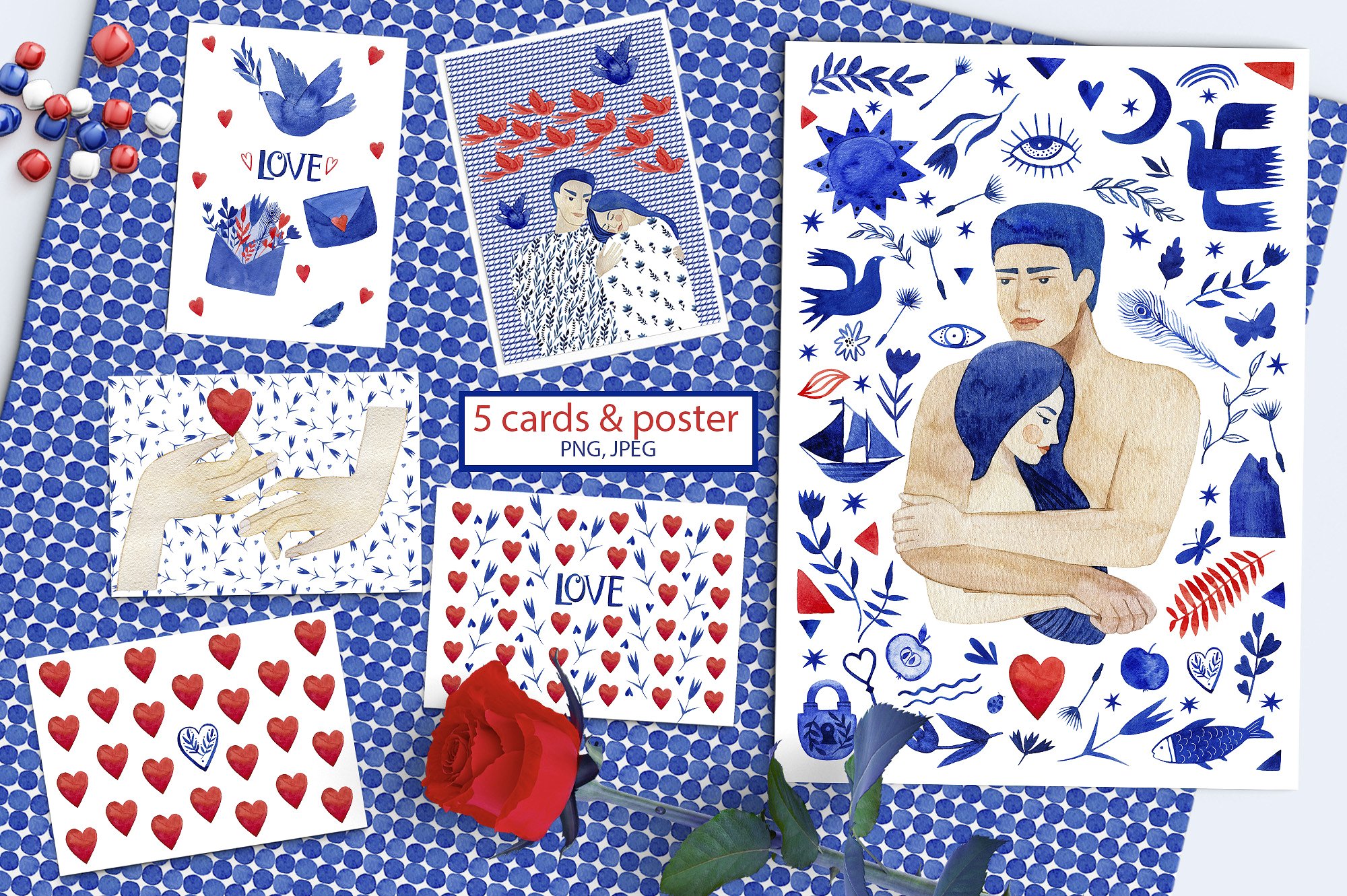 个性特别情人节水彩艺术画素材包下载插图(5)