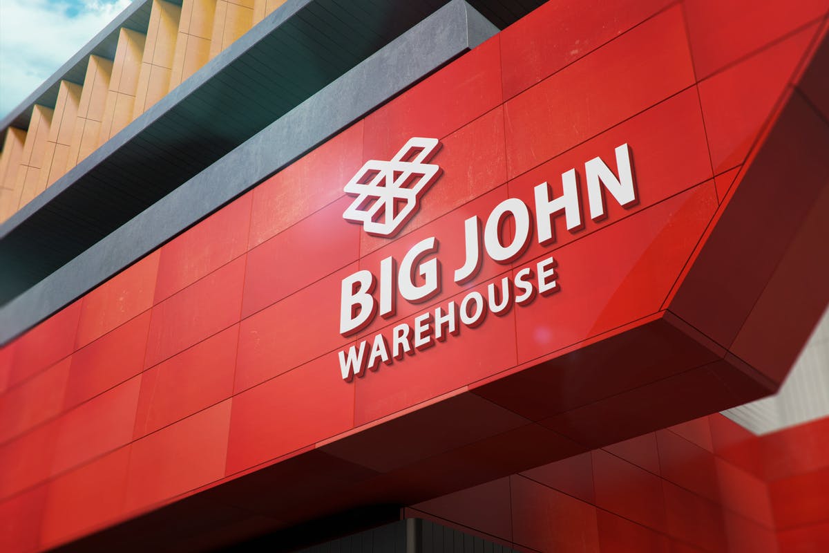 3D标志招牌立面墙样机模型 3D Logo Signage Facade Wall Mock-Ups插图