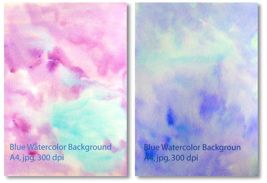 淡蓝色调水彩肌理 Blue Watercolor textured background插图(3)