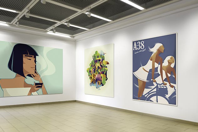 展厅画廊广告海报样机V.1 Gallery Poster Mockup v.1插图(8)