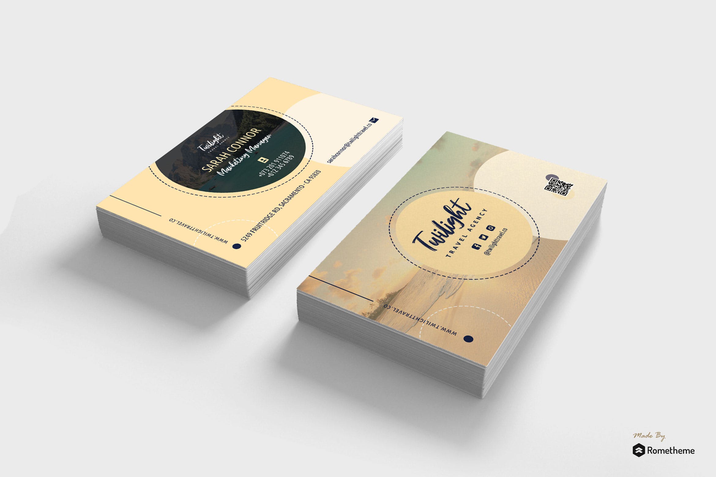 创意旅游代理公司素材库精选名片模板 Twilight – Creative Travel Business Card RY插图