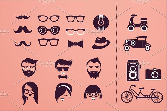 婚礼邀请函手绘素材 Hipster wedding invitation插图(1)